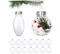 Clear Plastic Ornaments 16Pcs Fillable Clear Christmas Ornaments Balls 3.15 Inch Easy Hanging & Filling Xmas Tree for DIY Craft, Wedding Party Decor..