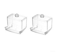 Clear Plastic Qtip Dispenser with Dual-Channel Design, Dust-Proof Lid for Cotton Swabs Floss Toothpicks, Shatter-Resistant Bathroom Organizer Jar, 2 Pack(2pcs transparent)