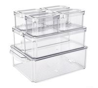 Clear Plastic Refrigerator Organisers Bins for Cold Storage - Stackable Storage Box for Cupboard Shelf 31.5x15.7x8.9cm