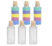 Clear Plastic Sand Art Bottles with Cork Stoppers, 2 Oz Cork Bottle, Plastic Jars with Cork, Mini Vial Potion Bottles for DIY Arts & Crafts, Party Favors, Wish & Message in a Bottle (6-Pack)