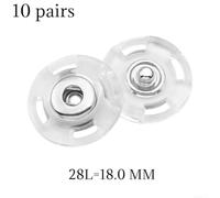 Clear Plastic Snap Buttons 10 Pairs for Clothes Repair(28L=18.0 MM) | Round transparent shape, seamless look on clothes, long-lasting wear, suitable for various textiles, for easy alignment