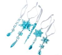 Clear Plastic Snowflake Hanging Decorations 5 Pack Festive(Blue)
