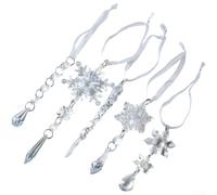 Clear Plastic Snowflake Hanging Decorations 5 Pack Festive(Transparent)