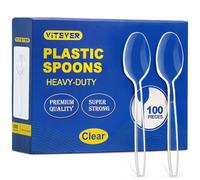 ] Clear Plastic Spoons Heavy Duty, Premium Disposable Spoons, Durable Plastic Cutlery for for Parties, Picnics, Big Event, Daily Use - Heat Resistant & BPA Free - Clear