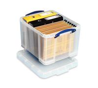 Clear Plastic Storage Box with Lid and handles Stackable Home Office 35 L