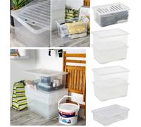 Clear Plastic Storage Boxes Box With Lids Home Office Stackable Multipurpose New