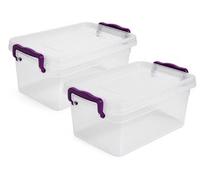 Clear Plastic Storage Boxes with Lids & Clip Lock Handles (Pack of 2) - Stackable Storage Containers | BPA Free Plastic Organiser Boxes for Home, Office, Kitchen, Crafts & Food Storage (30 Litre)
