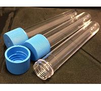 Clear Plastic Test Tubes, size: 100mm x 16mm, volume: 10ml, Round Bottom with Screw Caps x 13