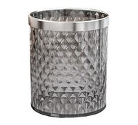 Clear Plastic Trash Can 11 Liter, Open Top Round Waste Basket with Pressure Ring for Kitchen Home Office