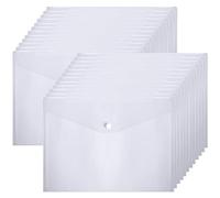 Clear Plastic Wallets 24Pcs - A4 File Document Paperwork Folder Popper Pocket Wallet with Button