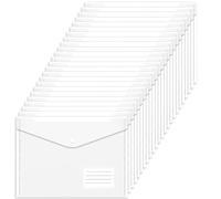 Clear Plastic Wallets A4 Folders - 24PCS Plastic Popper Wallets with Label Pocket Document Files A4 Plastic Envelope Wallet