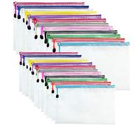 Clear Plastic Wallets A4 Zip Wallets 24PCS, A5 Document Folders Zip Lock Bags for School Office Home Travel (A4 A5 Size)
