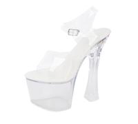Clear Platform Heels For Women，Pole Dance Heels For Women Open Toe Breathable Light-Up High Heel With Adjustable Ankle Buckle Non-Slip Comfortable Cushion Dance Shoes For Stage Performance