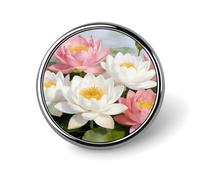 Clear Pond Lotus Rhythms Button Pins 1" Round Badge Brooch