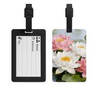 Clear Pond Lotus Rhythms Luggage Tags Suitcases - TPU Travel Bag Tags with Name Id Label and Black Loop - Unique Cute Id Labels for Women Men Suitcase Baggage Bag Backpack Instrument