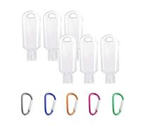 Clear Portable 5pc Refillable Travel Bottles, 50ml Leakproof Squeeze Bottles with Clips for Outdoor, Business Trip