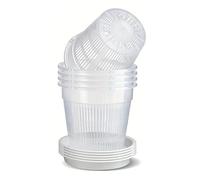 Clear Pots for Orchids with Saucers 6 Pack Designed for Easy Care and Monitoring (16CM)