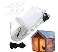 Clear Poultry Enclosure Cover - Transparent Coop Wrap, Thermal Insulation Sheet, Protective Patio Barrier With Tie Cords | All Season Livestock Housing Shield Kit For Backyard Poultry Shelter Yard