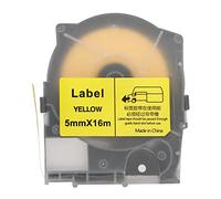 Clear Print Label Tape 5mm Width, Self Adhesive Replacement for MAX LM 550A, 16m Length - Even Inking, Durable PET Material, Ideal for Cable and Equipment Labeling (Yellow)