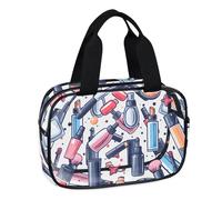 Clear Printed Colorful Waves Cosmetic Bag and Travel Pouch with Handle-Durable PVC Material,Versatile,Zipper Design for Smooth Sliding-Ideal for Makeup,Travel Essentials, Cute Cosmetic