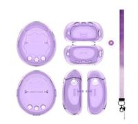Clear Protective Case for Tamagotchi Paradise Virtual Electronic Pet Game Machine, PC Drop-proof Dust-proof One-piece Protector Cover With Button Cover and Lanyard (Clear purple)
