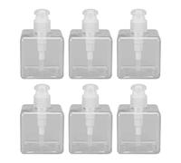 Clear Pump Bottle Dispenser 250ml Transparent Flat Quadrate Refillable Bottles Portable Lotion Dispenser Bottles for Travel Toiletries 6 Pack