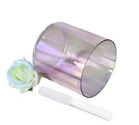 Clear Purple Crystal Singing Bowl 7 Inch F Note for Yoga Meditation Sound Healing Dazzling Cosmic Light Alchemy Bowl with Striker & O ring (432HZ)