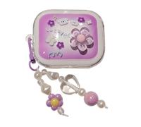 Clear Purple Flower Pattern Accessories Headphone Earphone Protective Cover Case for Redmi Buds 5 with Pendant