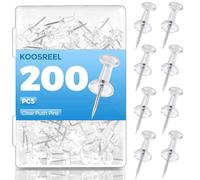 Clear Push Pins - 200 PCS Drawing Pins with Storage Box, Pins for Pinboard, Thumb Tacks for Cork, Notice, Pin Board and Bulletin Boards - Map Pin, Clear