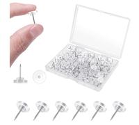 Clear Push Pins,200 PCS Transparent Thumb Tacks with Plastic Head and Steel Point Flat Drawing Pins for Wall Hangings Maps Posters Photos Pinboard Bulletin Boards