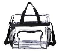 Clear PVC Bag Wash Bag Space-Saving Waterproof Lightweight Women Transparent Labor-Saving Tote Storage Bag Daily Life for Travel(Black)