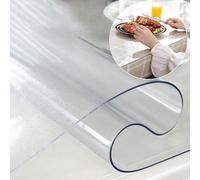 Clear PVC Table Cover Protector 100x180cm Wipeable Frosted Transparent Mat 1.5mm Soft Glass Pad No Shrink Heat Resistant Tablecloth for Home & Office Use