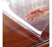 Clear PVC Table Cover Protector, Non-slip High Temperature Resistant Dining Desk Table Pad Mat 20x54 inchs/50x138cm, 2 (mm) Transparent Waterproof Computer Desk Mat for Indoor Hallway