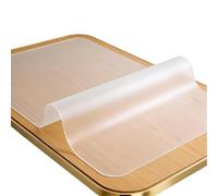 Clear PVC Table Protector - Waterproof Vinyl Tablecloth Cover for Dining Tables Parties & School Projects - Matte Square Design Round Edge 90cm x 170cm