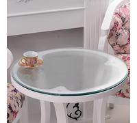 Clear PVC Tablecloth 1.5mm Thick Waterproof Round Table Protector Wipeable Desk Mat for Dining Room & Kitchen Frosted Finish 115cm Diameter