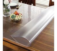 Clear PVC Tablecloth 2.0mm Thick - Table Protector for Glass Tops Dining Dresser & Office - Vinyl Cover 51x51in/130x130cm - Easy Clean Waterproof