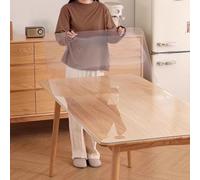 Clear PVC Tablecloth Heat-Resistant Table Protector 135x135cm (53x53in) Rectangle Cover with 65° Beveled Edge Ideal for Dining & Desk Use