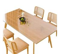 Clear PVC Tablecloth Non-Slip Waterproof Table Cover Thick Plastic Protector for Dining Room Office Dresser Night Stand - Round Edge 90cm x 120cm