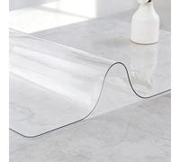 Clear PVC Tablecloth Transparent Round Edge Heat & Scratch Resistant Waterproof for Indoor/Outdoor Use 90cm x 140cm Perfect for Home & Office Dining