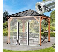 Clear PVC Tarp Curtains with Zipper Door Waterproof Transparent Tarpaulin 0.5mm Heavy-Duty Side Panels for Pergola Gazebo Weatherproof Partition 5.6x2.5m (18.4x8.2ft)