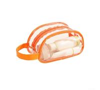 Clear PVC Toiletry Bag with Zipper, Transparent Waterproof Makeup Case, Large Capacity Storage for Travel Gym Beach Stadium Events(Half-Moon Orange)