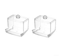 Clear Qtip Dispenser 2-Pack Dual-Channel Dust-Proof(2pcs transparent)
