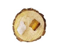 Clear Quartz And Tiger Eye Aaa Grade Raw Natural Crystal Combo With Wooden Natural Bark Coaster For Healing, Meditation And Manifestation-B0BXY3YXMRNAMZ
