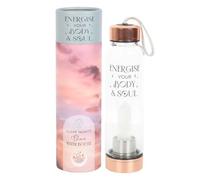Something Different Wholesale Clear Quartz Crystal-Infused Glass Water Bottle - Energise Your Body and Soul with Trendy Stainless Steel Base