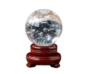 Clear Quartz Crystal Ball with Stand, Gemstone Fortune Teller, Stone Feng Shui Witch Wicca Decoration,90mm Gemstone Stone