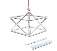 Clear Quartz Crystal Singing Merkaba Pyramid for Meditation Yoga, Chakra Optically Healing Musical Instrument with Rope, Acrylic & Suede Striker(6inch)