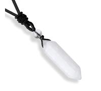 Clear Quartz Healing Crystal Necklace Adjustable Rope Natural Stone Point Hexagonal Tip Pendant Necklace Spiritual Reiki Quartz Gemstone Jewelry for Women Men，A-purple Amethyst， D-white Clear Quartz