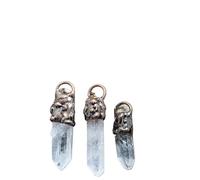 Clear Quartz Hexagonal Point Pendant Set - Natural Raw Crystal Triple Charm for Jewelry Making, Healing Boho Spiritual Accessories