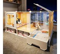 Clear Rabbit Cage, Indoor Rabbit Hutch with Slide-Out Tray & Storage Space, Guinea Pig Cages, for Small Animals(106x46x52CM)