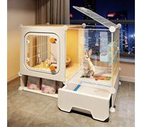 Clear Rabbit Cage, Indoor Rabbit Hutch with Slide-Out Tray & Storage Space, Guinea Pig Cages, for Small Animals(70x36x52CM)